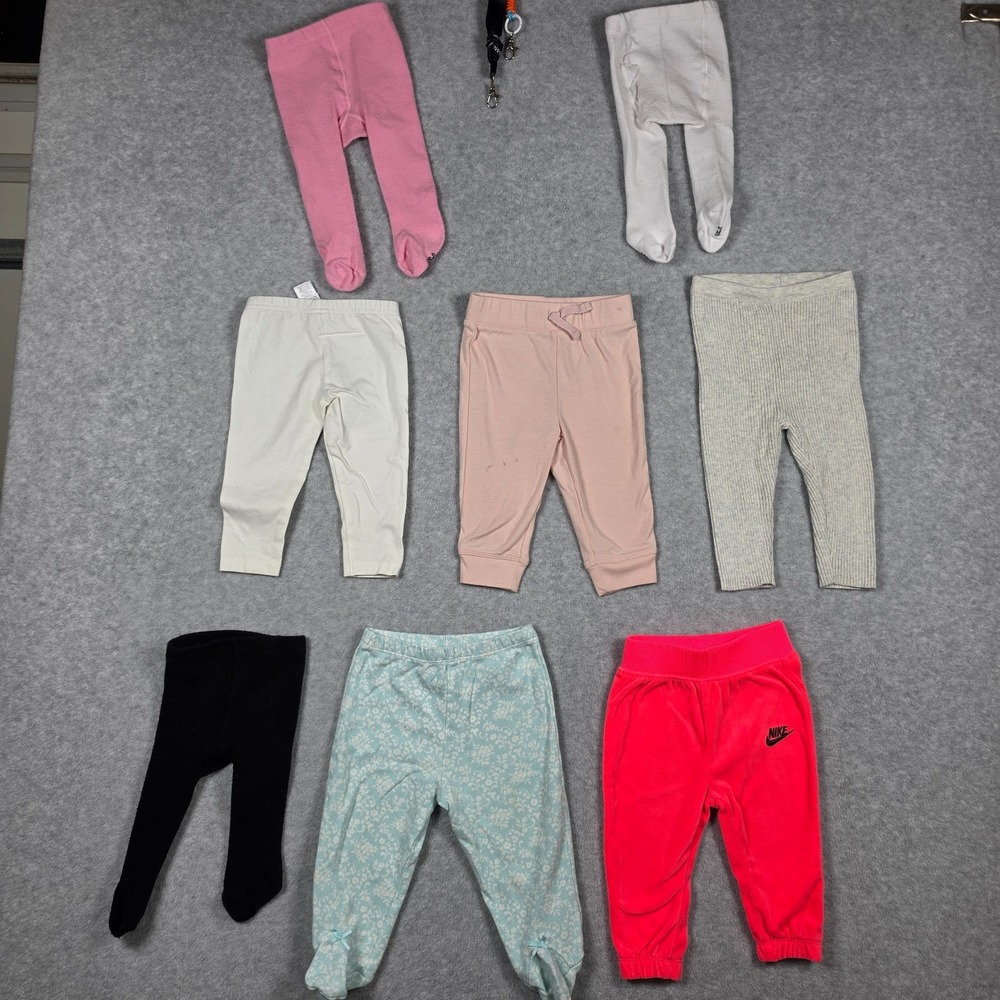 Lot of 8 Baby Girl Bottom Pants Jogger Sock Pants Multicolor Size 6 Months